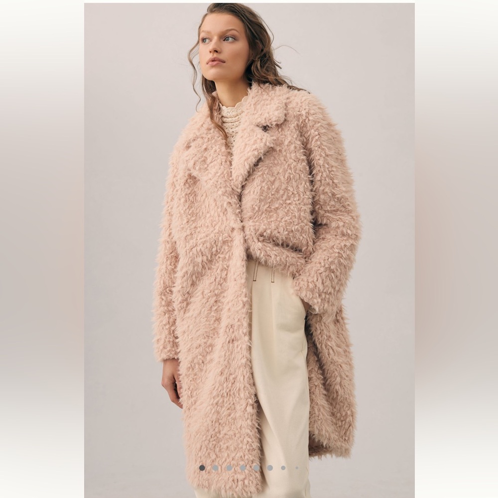 Anthropologie Blush Pink Teddy Coat